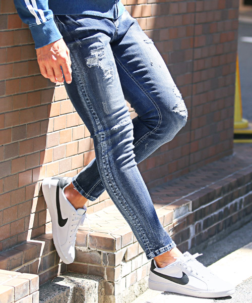 セール】ラグスタイル LUXSTYLE ダメージスキニーデニムパンツ セール】ラグスタイル LUXSTYLE ダメージスキニーデニムパンツ