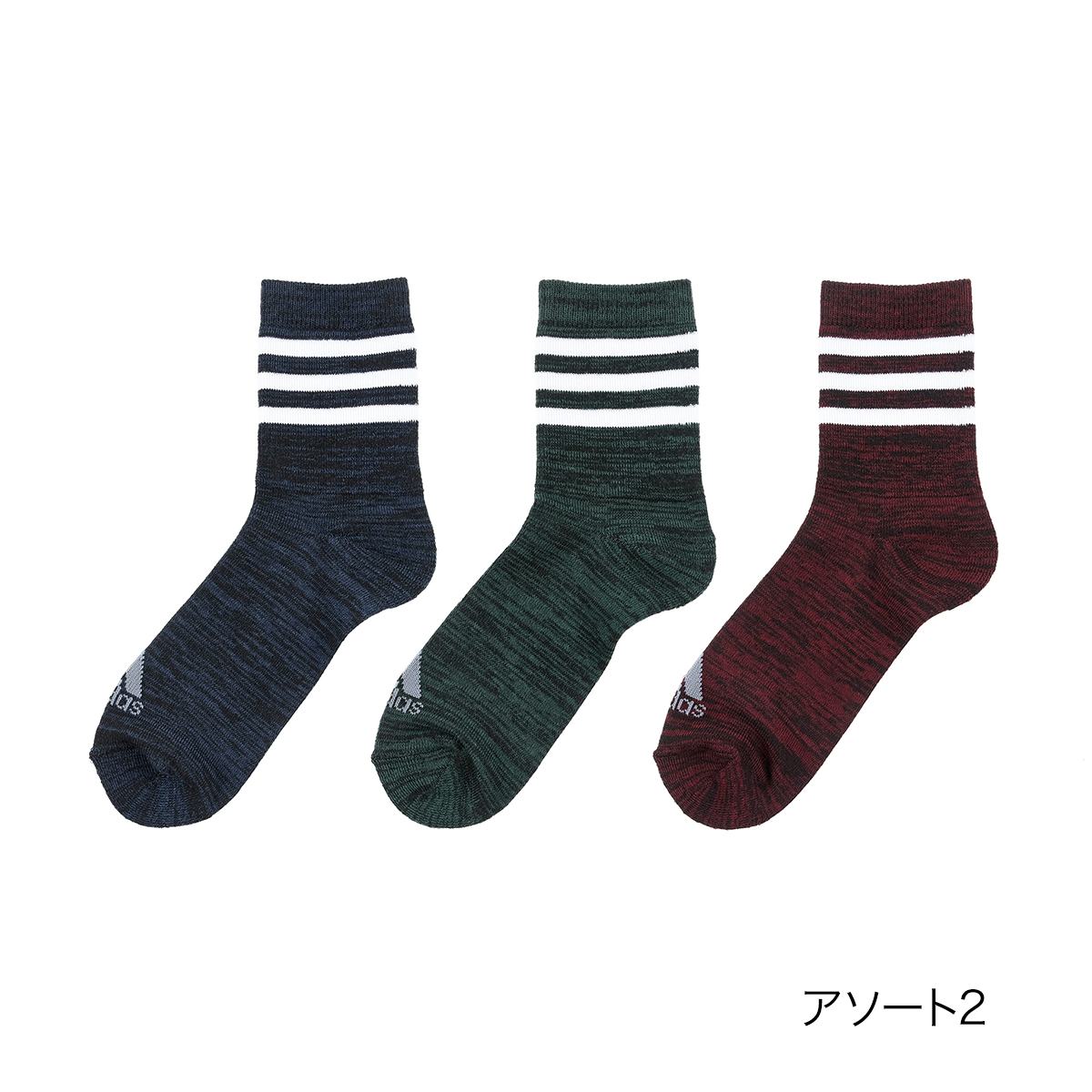 福助 公式 靴下 クルー丈 3足組 メンズ adidas(アディダス) WARM