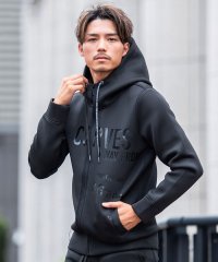 CavariA/CavariA ボンディング光沢ロゴプリントパーカー ジップアップ セットアップ可/505648837