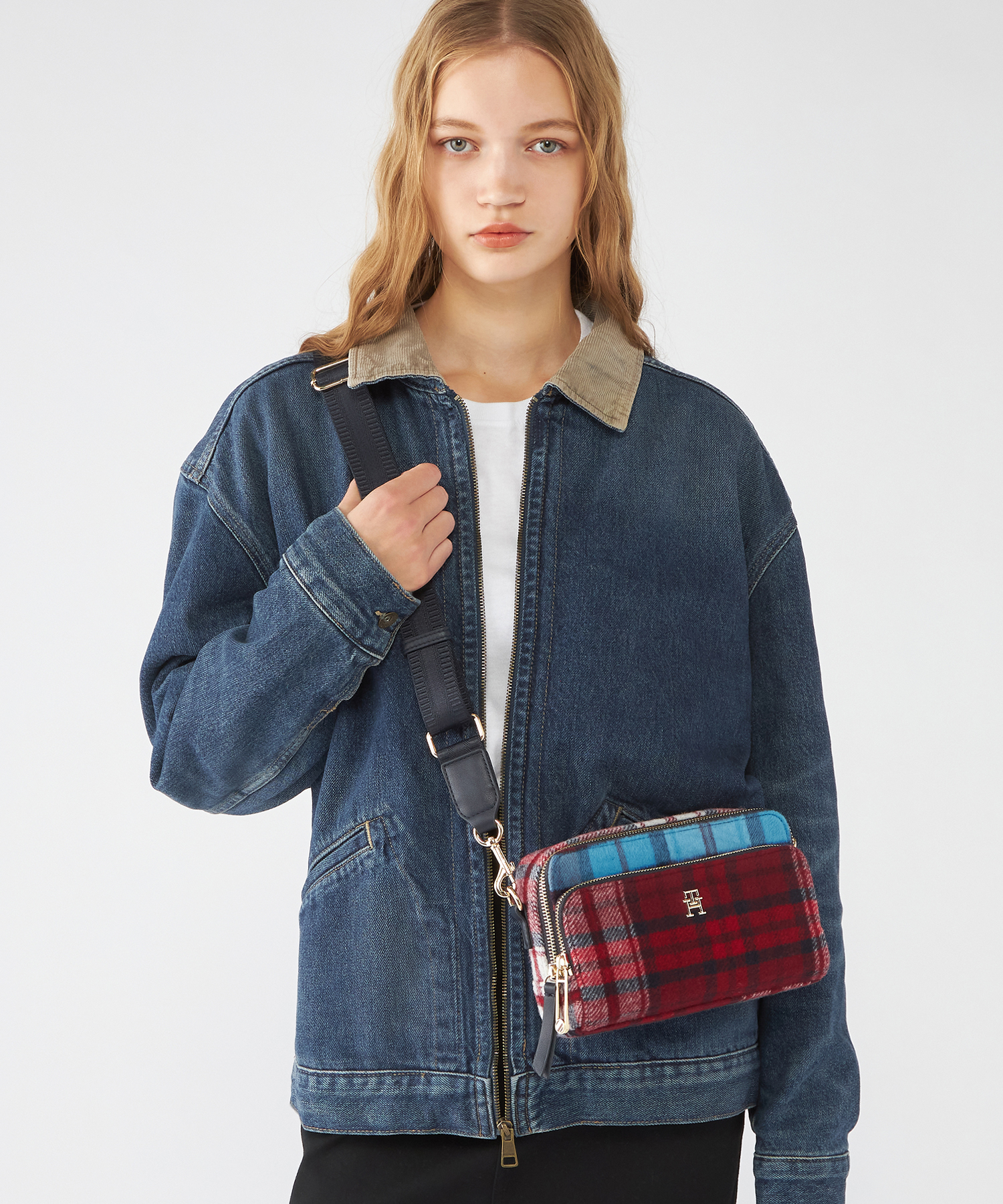 クーポン】【セール10%OFF】アイコニックトミーチェックカメラバッグ