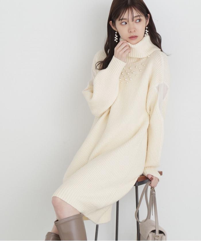 セール 50%OFF】タートルパールミニニットワンピース(505647496