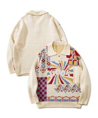 HOOK/フック HOOK HOOK ーoriginalー 古着風 レトロ調パッチワック模様ポロ襟ニットスウェット/505649224