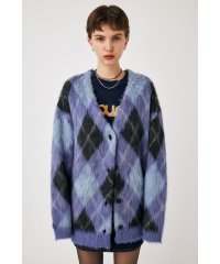 moussy/SHAGGY KNIT ARGYLE カーディガン/505649629