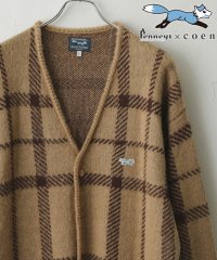 coen/PENNEYS（ぺニーズ）別注ビッグシルエットジャガード柄シャギーニットカーディガン　チェック／ペイズリー／アーガイル/505637074