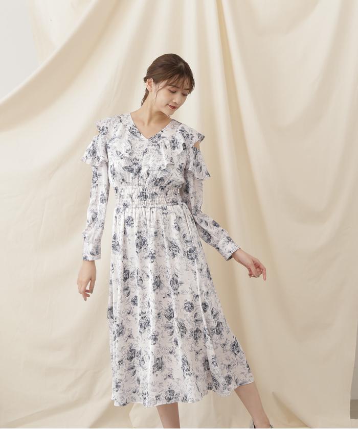 セール 40%OFF】フラワープリントサテンラッフルワンピース(505651648) | ジル バイ ジル スチュアート(JILL by JILL  STUART) - d fashion