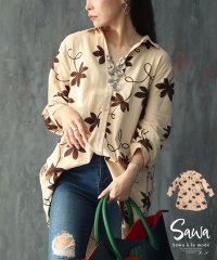 Sawa a la mode/秋色リーフ刺繍のコットンチュニックシャツ/505655584