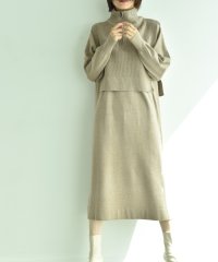 INTERPLANET/【ＣＬＯＣＨＥ】フロントＺＩＰベスト付きニットワンピース/505645093