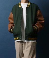 ANPAS/【ANPAS】Melton Oversize Varsity Jacket/メルトン オーバーサイズ 袖フェイクレザー スタジャン/505065527