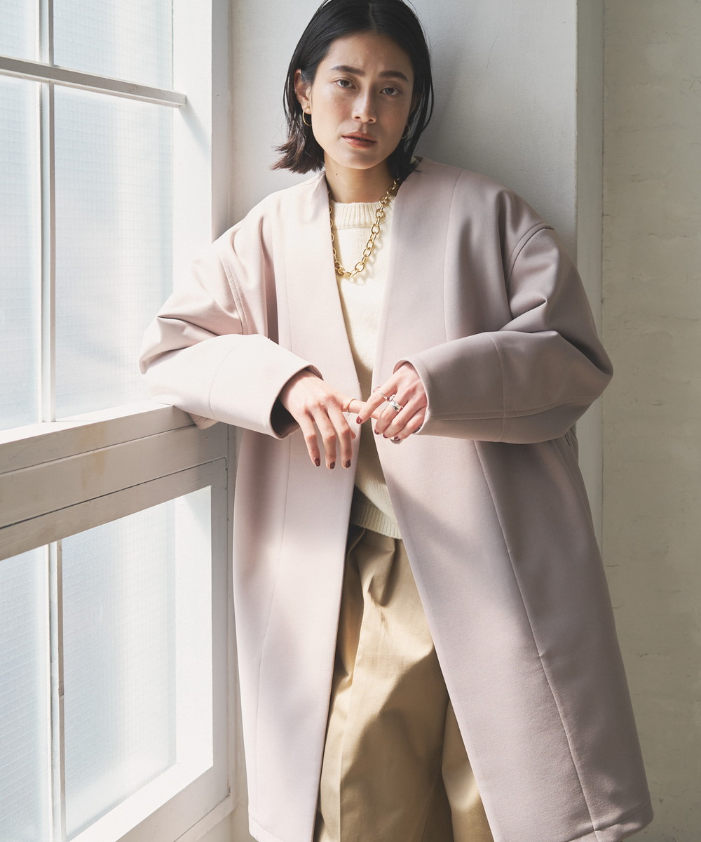 Audrey and John Wad｜ノーカラー コクーン コート l1201-fn