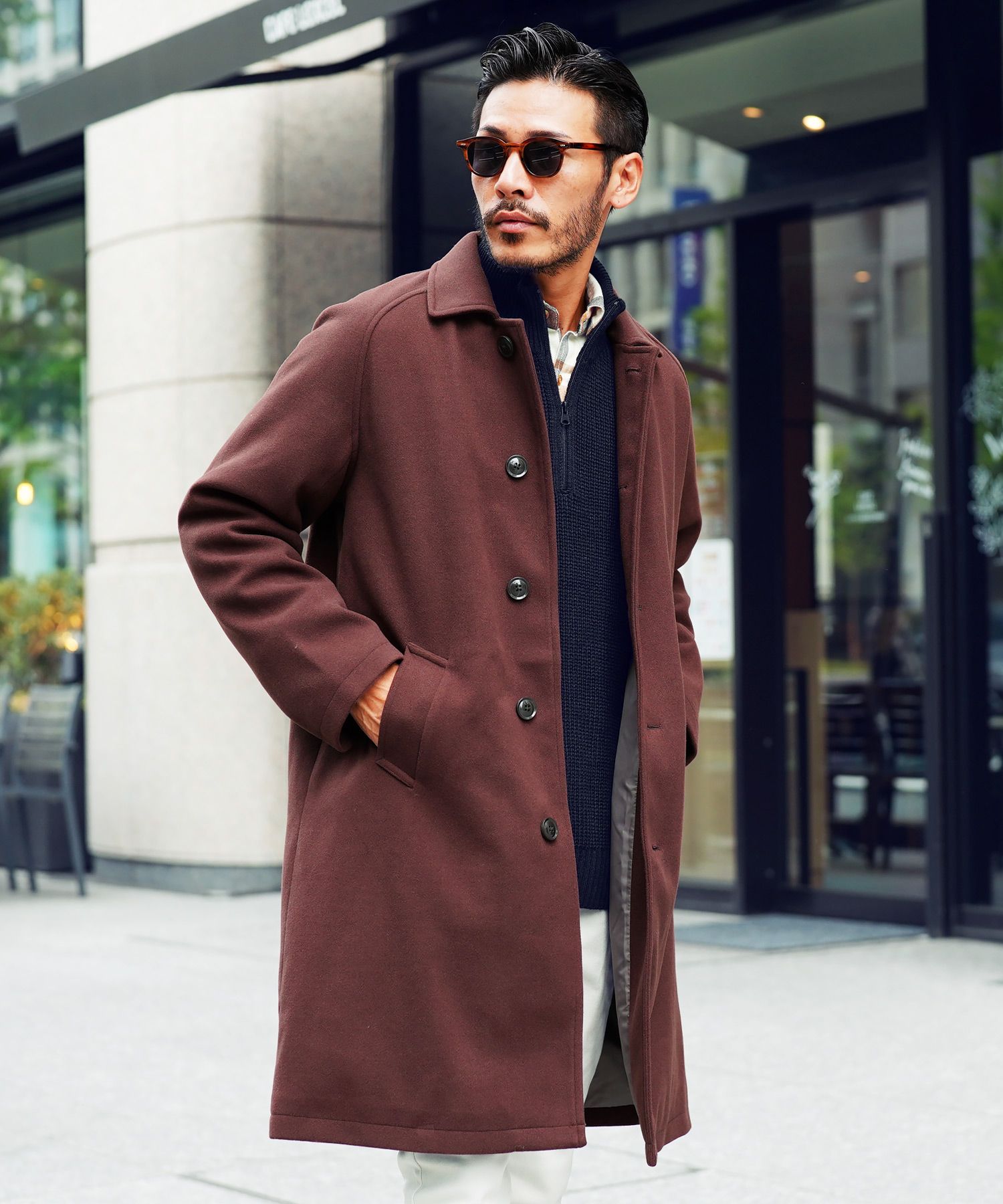 Aquascutum】シャギーチェスターコート アルパカ73% ブラウン