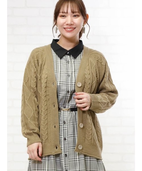 セール 75%OFF】ケーブル編みVネックニットカーディガン(505658688 