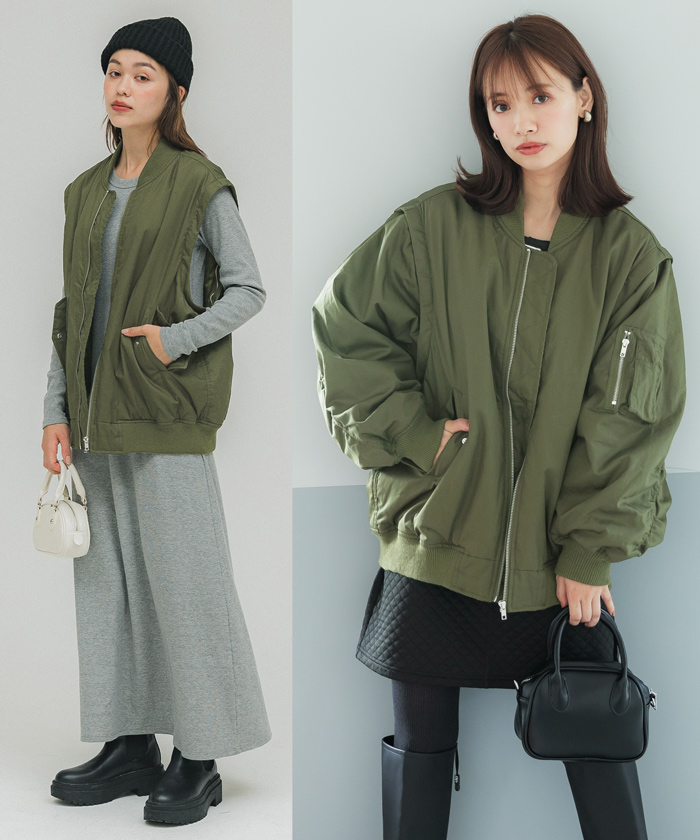 クーポン】【セール 45%OFF】MA-1デタッチャブルブルゾン(袖 クーポン】【セール 45%OFF】MA-1デタッチャブルブルゾン(袖