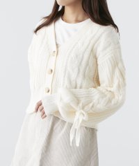 NICE CLAUP OUTLET/袖ケーブルリボンカーディガン/505651866