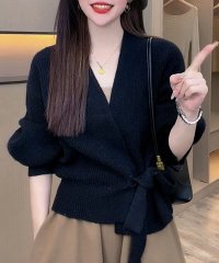 Dewlily/カシュクールセーター 秋 冬 韓国ファッション 10代 20代 30代 レディース 可愛い 大人カジュアル オフィス シンプル 長袖 上品 ニット/505666509