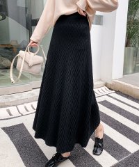 Amulet/アミュレット Amulet ニットフレアスカート 秋 冬 韓国ファッション 10代 20代 30代 レディース Aライン 膝下丈 マキシ丈 黒 白 上品 大人 /505666529