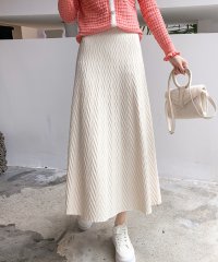 Amulet/アミュレット Amulet ニットフレアスカート 秋 冬 韓国ファッション 10代 20代 30代 レディース Aライン 膝下丈 マキシ丈 黒 白 上品 大人 /505666529