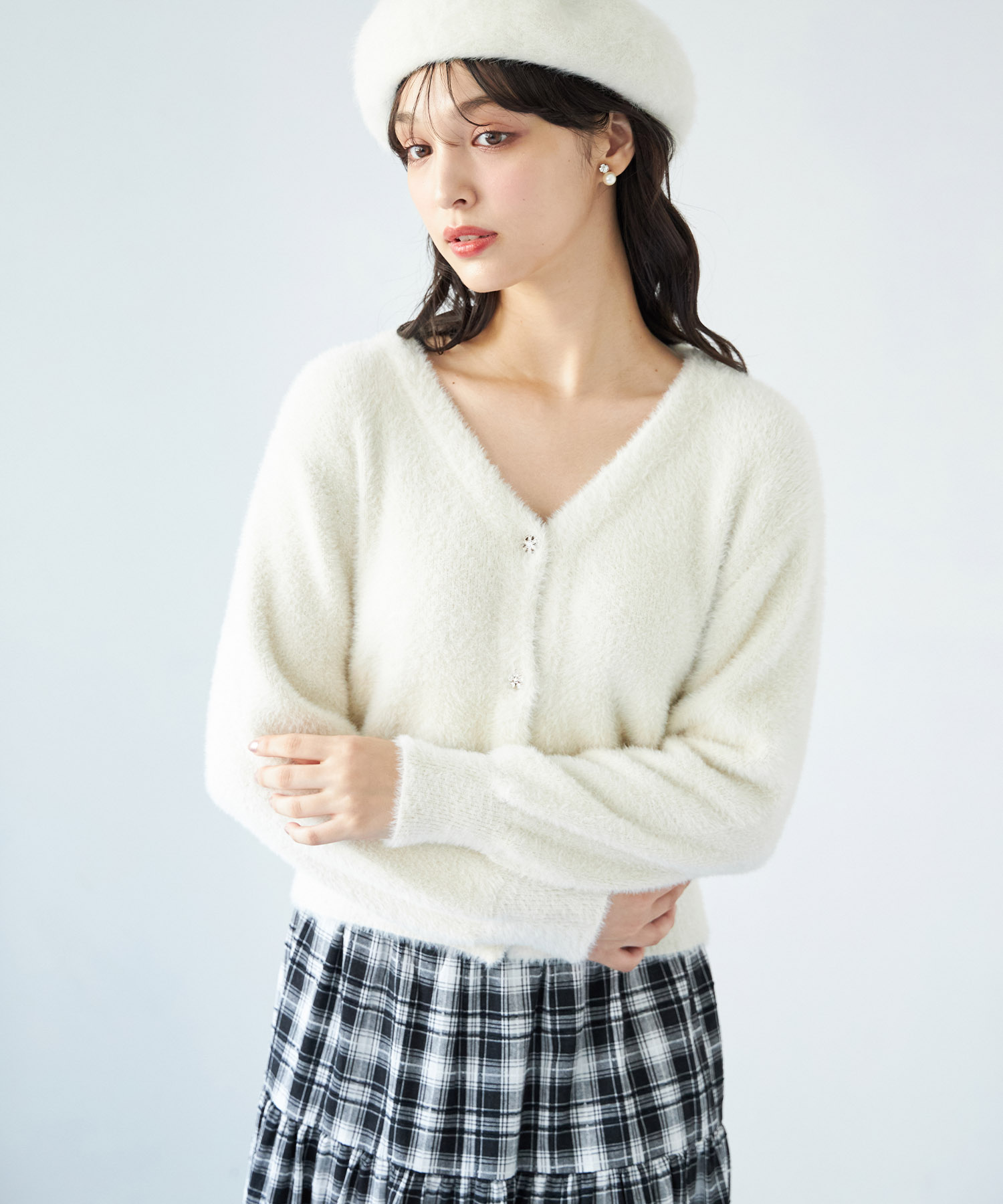 a.v.v｜【WEB限定】シャギーニットカーディガン | Rakuten