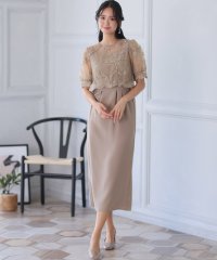 PourVous/プールヴー PourVous ミモレ丈&七分袖フォーマルバックネックリボンセレモニー結婚式パーティードレス ワンピース 20代 30代 40代/505657816