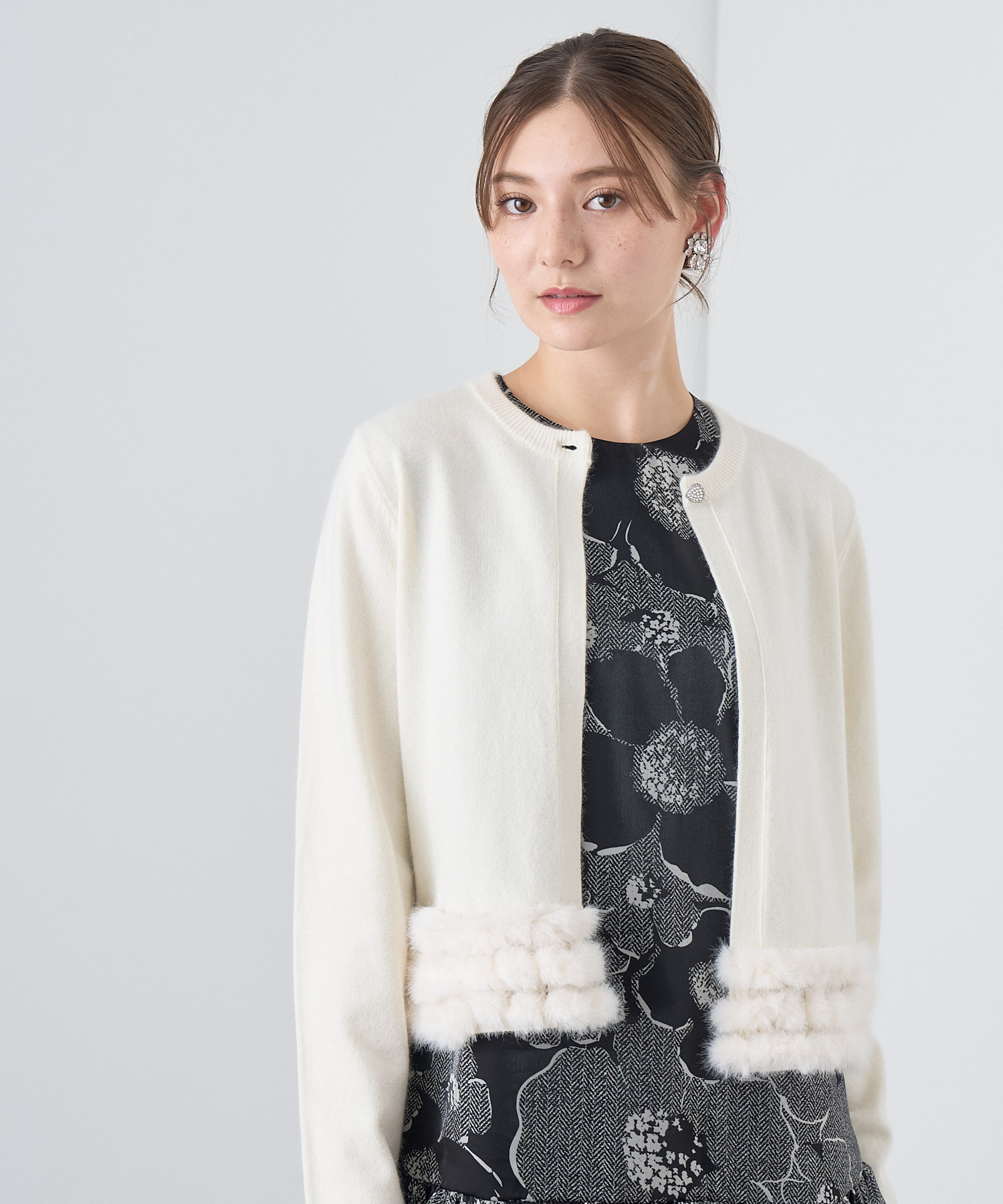 アナイ　ファートリムカーディガン　カーディガン ファートリム カーディガンANAYI