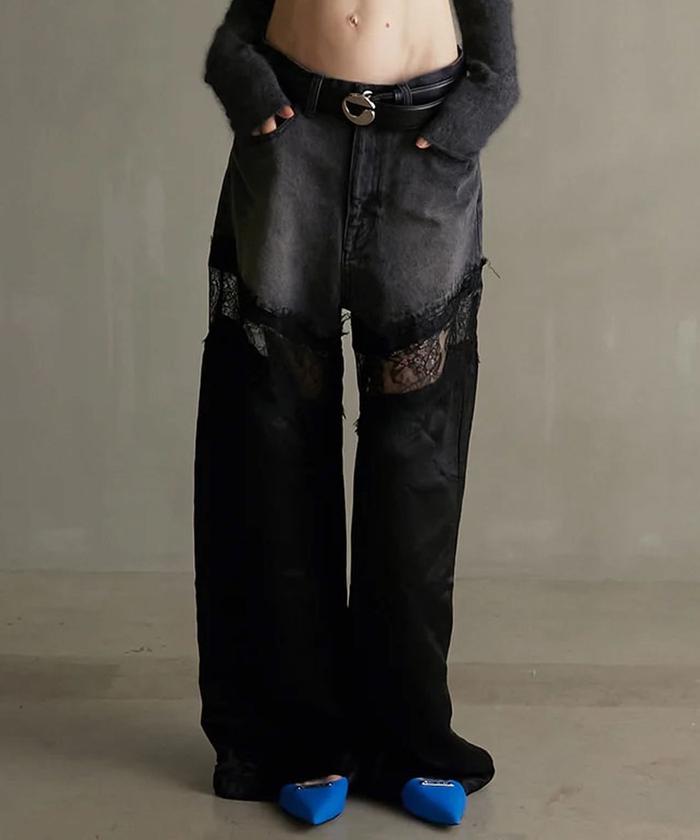 パンツ PRANK PROJECT Denim Lace Blocking Pants Denim Lace Blocking Pants - PRE ORDER