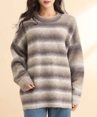 TeddyShop/レディース ドロップショルダーボーダーグラデーションニットプルオ－バー/505685366