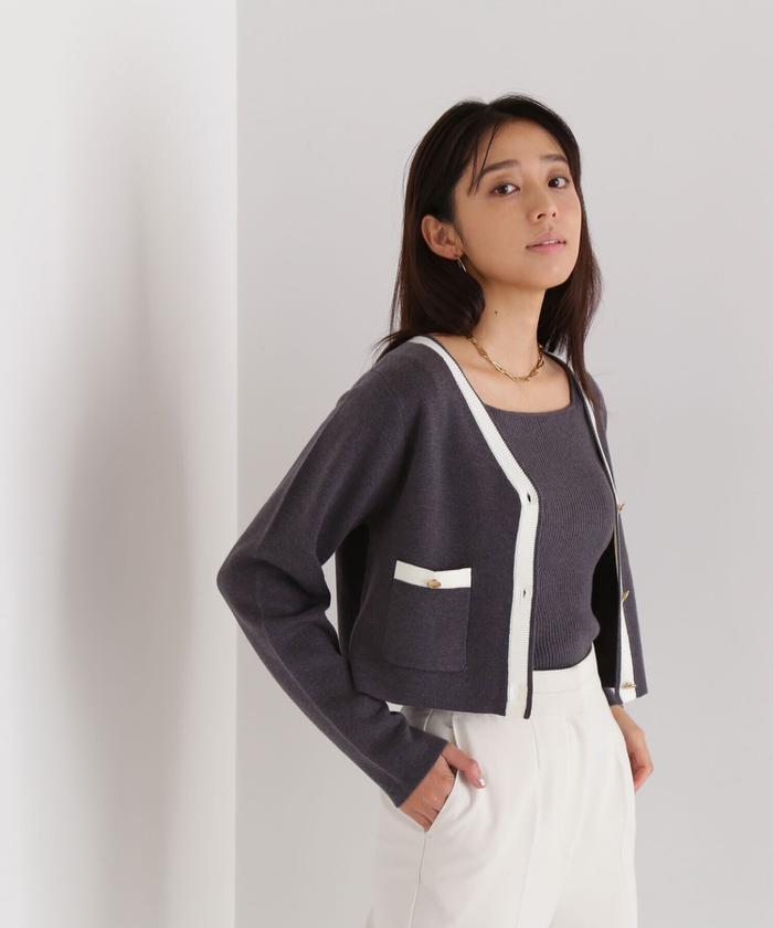 セール 30%OFF】クロップドバイカラーアンサンブルニット セール 30%OFF】クロップドバイカラーアンサンブルニット
