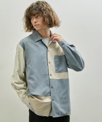 JUNRed/ナイロンスウェード切り替えシャツ/505680960