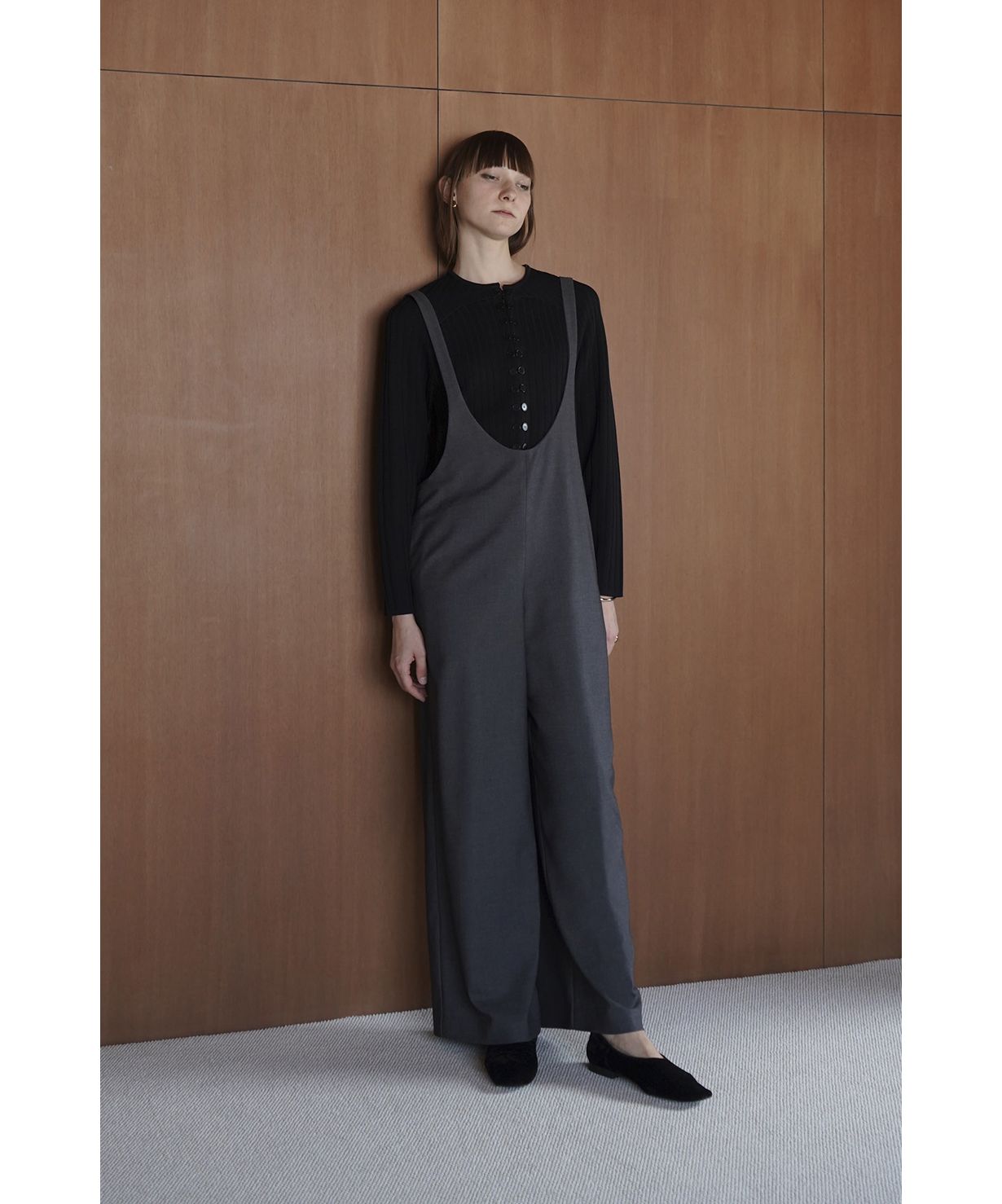 サロペット・オーバーオール・オールインワン CLANE - U NECK TUCK SALOPETTE PANTS CLANE（クラネ）の「U NECK TUCK SALOPETTE PANTS（サロペット