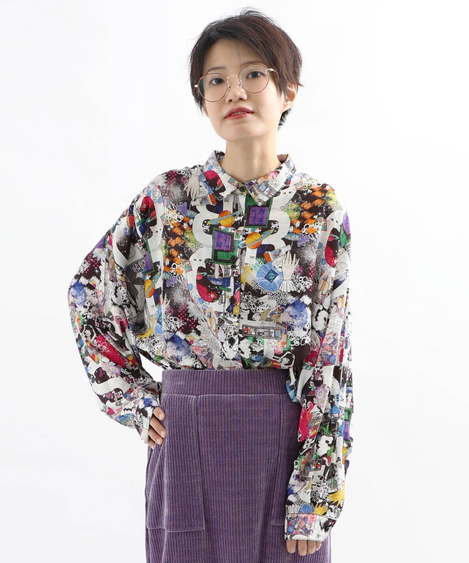 激レア ほぼ未着用 サーカス団 イラストプリント 総柄 3XL 柄シャツ 大きめ 70S 80S US古着 Jag 30S40S50Sコミックポップアート総柄プリント