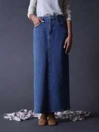 Aga/「05」ロングデニムスカート(Skyblue/Navy color)/505685836