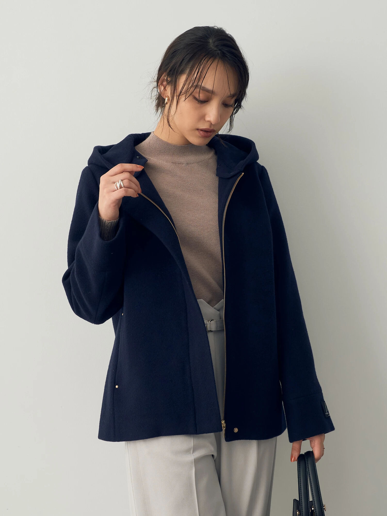 ウール混2wayショートコート