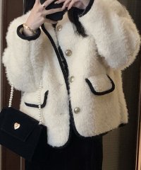TeddyShop/テディショップ Teddyshop レディース ノーカラーパイピングボアジャケット/505689535