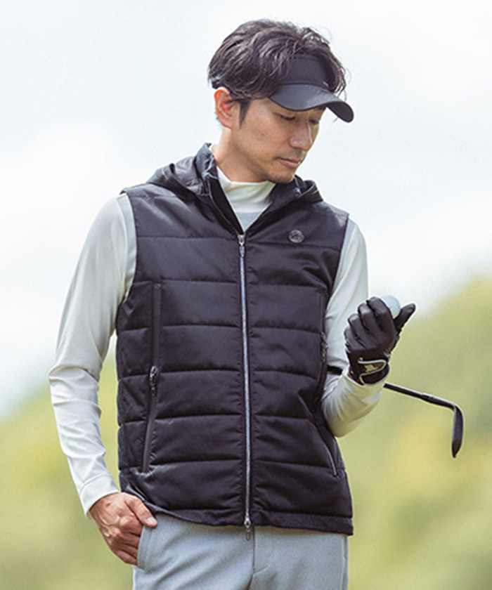 LANVIN SPORT フード付きロングベストリバーシブル38 LANVIN ゴルフ ベスト(LANVIN SPORT フルオープンニットベスト