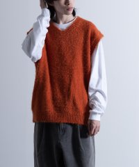 Nylaus select/Shaggy Solid/Border Loose V－neck Knit Vest / シャギー 無地/ボーダー柄 ルーズ Vネック ニットベスト/505446963