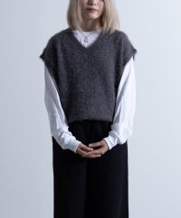 Nylaus select/Shaggy Solid/Border Loose V－neck Knit Vest / シャギー 無地/ボーダー柄 ルーズ Vネック ニットベスト/505446963