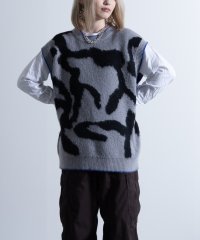 Nylaus/Mohair Like Whole Pattern Loose Knit Vest / モヘアライク 総柄 ルーズ ニットベスト/505690408