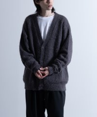 Nylaus/Shaggy Solid/Border Loose V－neck Knit Cardigan / シャギー 無地/ボーダー柄 ルーズ Vネック ニットカーディガ/505690411