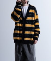 Nylaus/Shaggy Solid/Border Loose V－neck Knit Cardigan / シャギー 無地/ボーダー柄 ルーズ Vネック ニットカーディガ/505690411