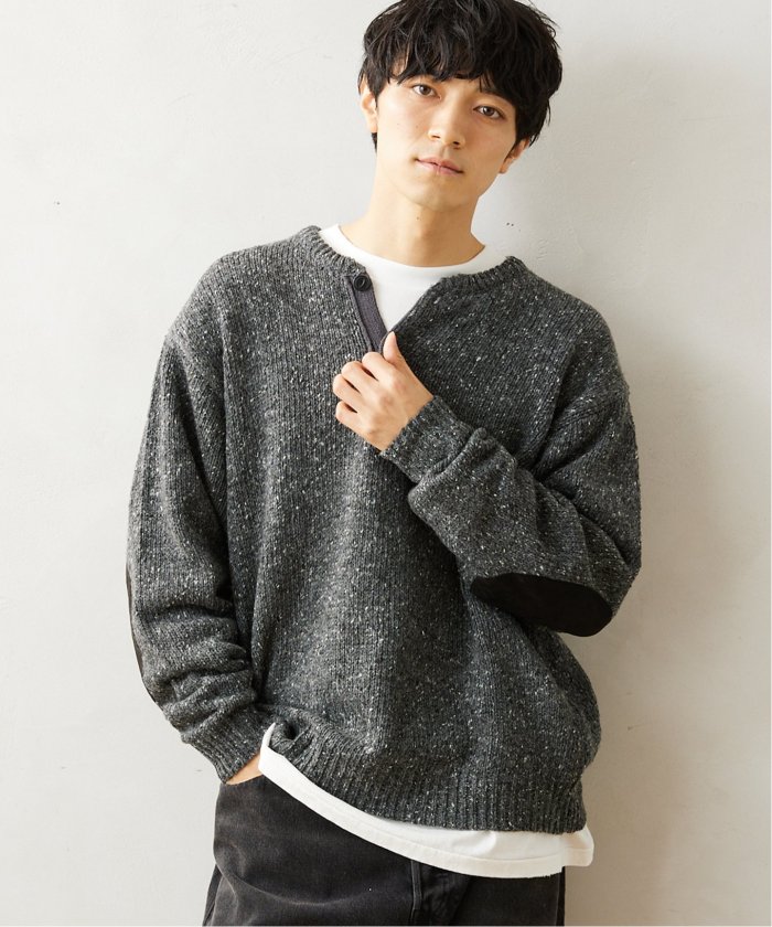 セール 20%OFF】CALIFORNIA エルボーパッチ ヘンリーネック セール 20%OFF】CALIFORNIA エルボーパッチ ヘンリーネック
