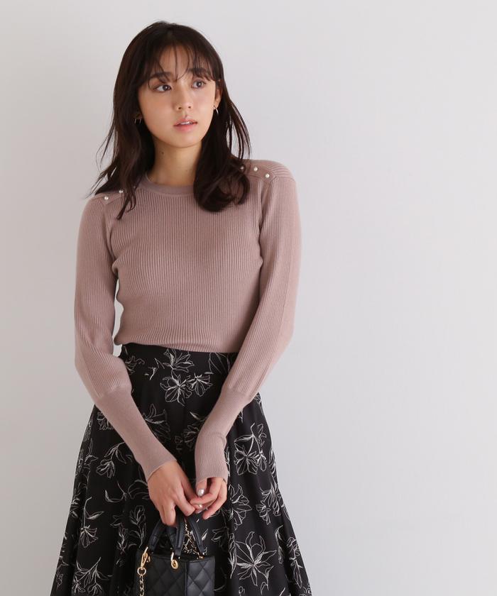 NATURAL BEAUTY BASIC ヨークパールリブニット