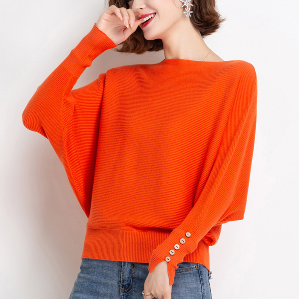 クーポン】【セール35%OFF】ボートネックドルマンニットトップス