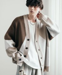 Rocky Monroe/ロッキーモンロー Rocky Monroe ニットカーディガン オーバーサイズ 総柄 メンズ レディース ライトアウター ゆるニット ミドルゲージ ビッグシルエ/504578067
