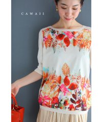 CAWAII/色付く花々の異素材合わせカットソートップス/505700310