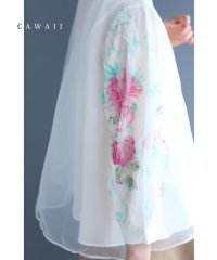 CAWAII/波打つ花柄チュール袖のベールブラウストップス/505702721