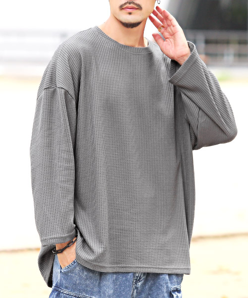 通年用 ウォッシャブルウール クルーネックTシャツ ダークグレー