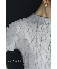CAWAII/浮かぶ刺繍画の伸びやかカットソートップス/505700245