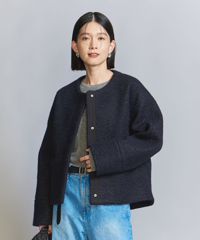 セール 30%OFF】【WEB限定】ブークレ ノーカラーショートコート