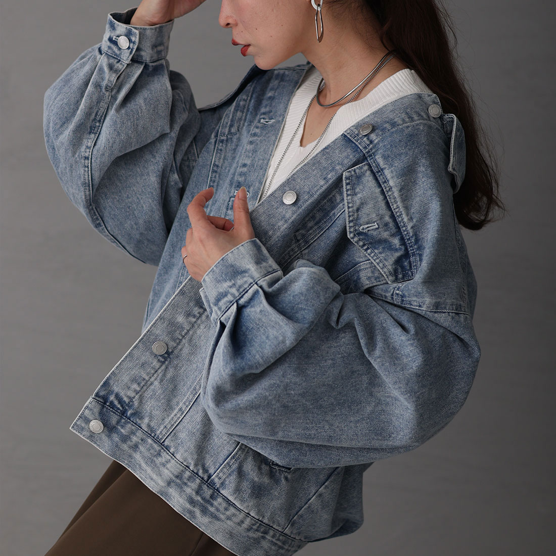 HOLIDAYホリディ パフスリーブデニムドレス HOLIDAY（ホリデイ）の「PUFF SLEEVE DENIM DRESS パフスリーブ