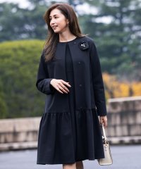 KUMIKYOKU/【NAVY】ダブルクロスストレッチ ノーカラーコート/505706890