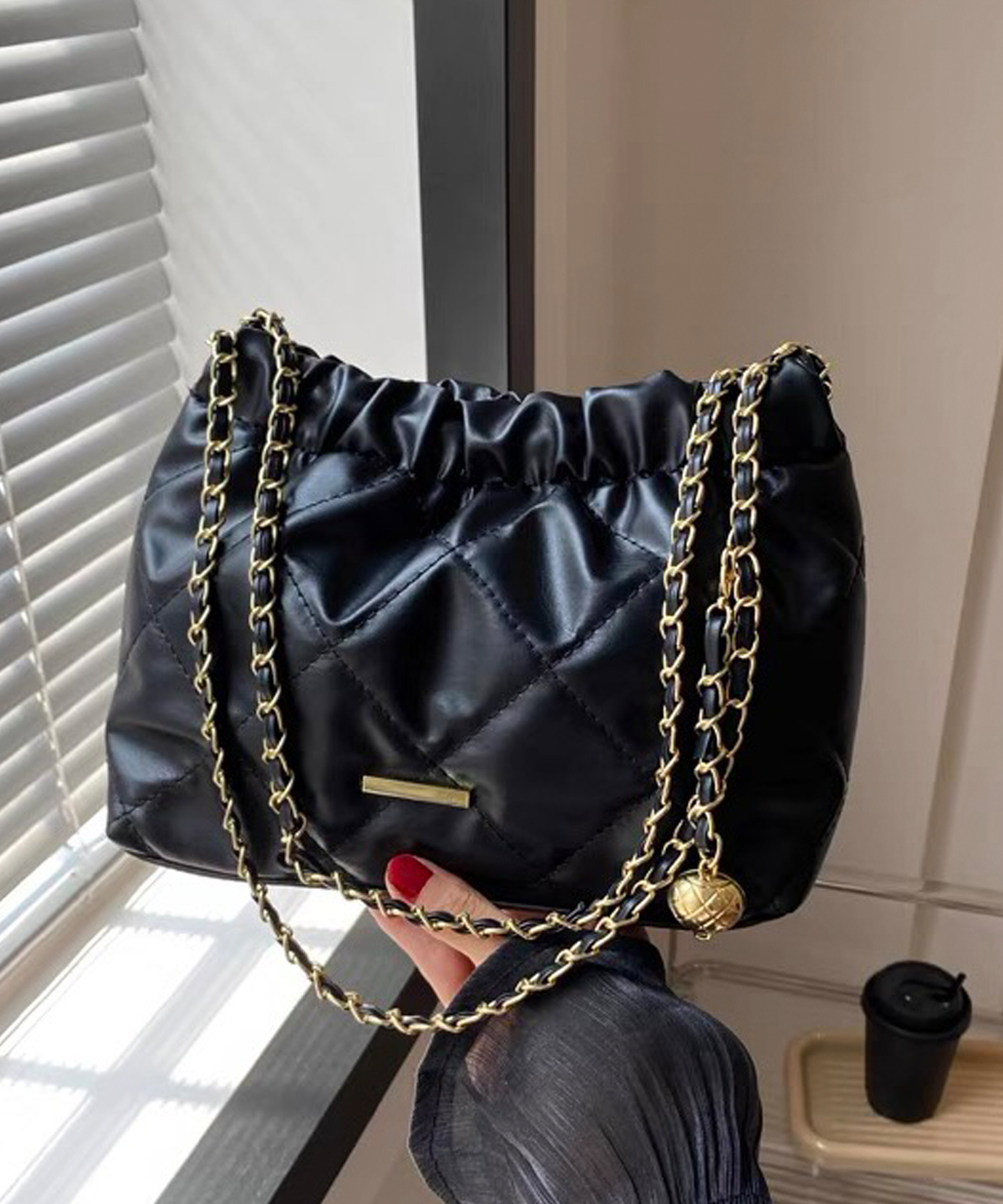 ZARA チェーンバッグ キルティング ハンドバッグ ピンク